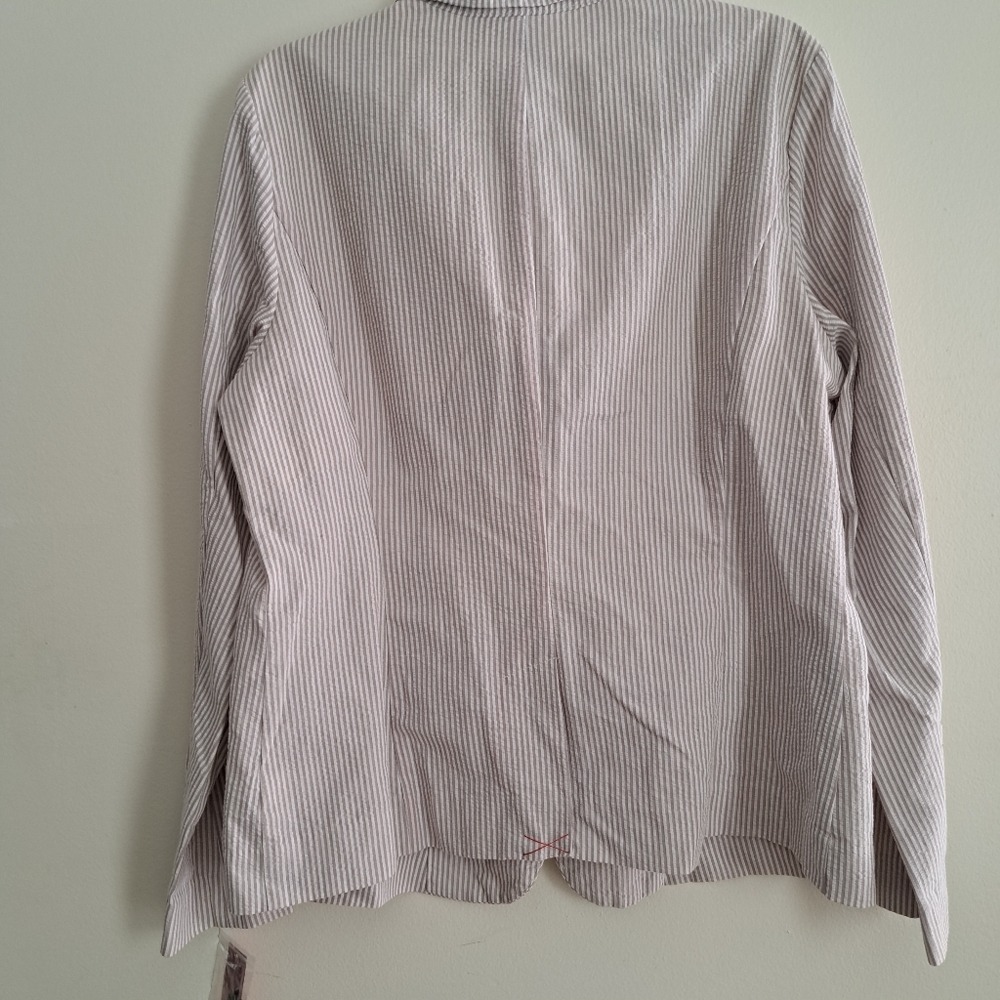 Merona Women's Seersucker Stripe Blazer Jacket XL TG Blue White Button Front - Picture 4 of 6